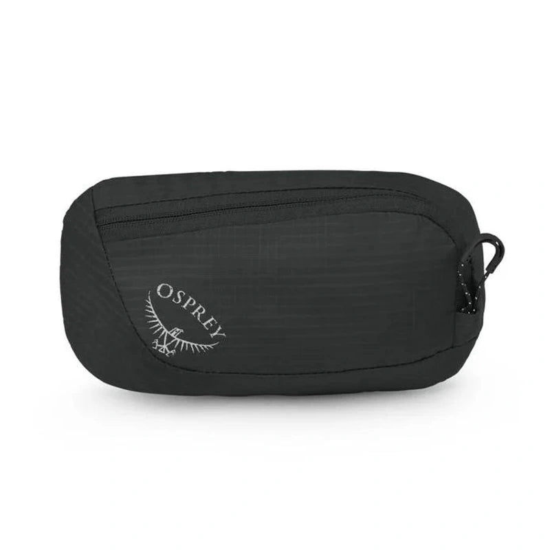 Stängd Osprey Pack Pocket Zip svart ficka med horisontell dragkedja och sidokarbinhake