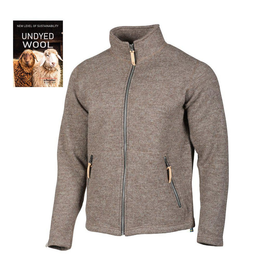 Ljusgråbeige NLS Sap fullzip-ulltröja i filtad naturull med dragkedjor