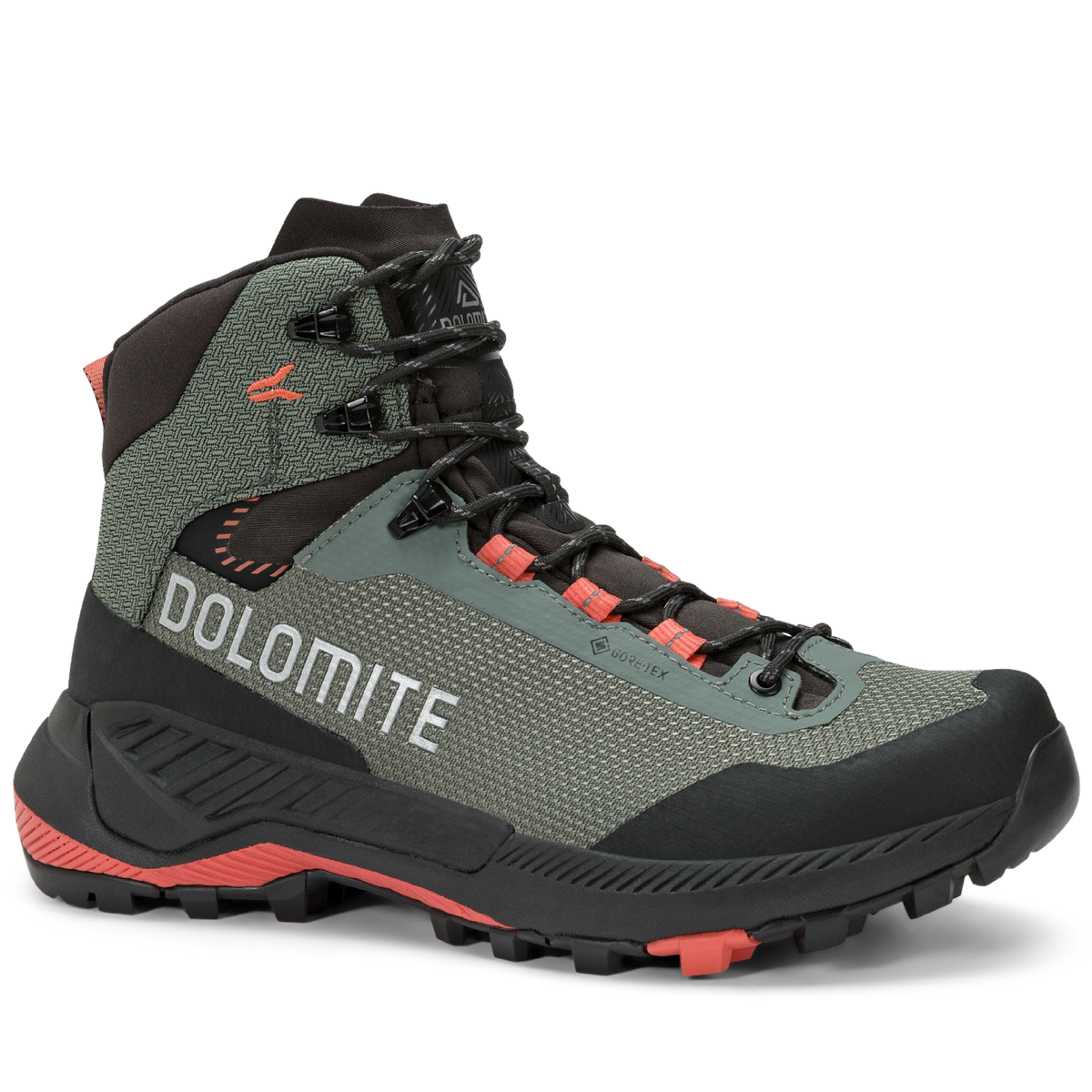 Grön Dolomite Vernale High GTX med vävt mönster och orange accent