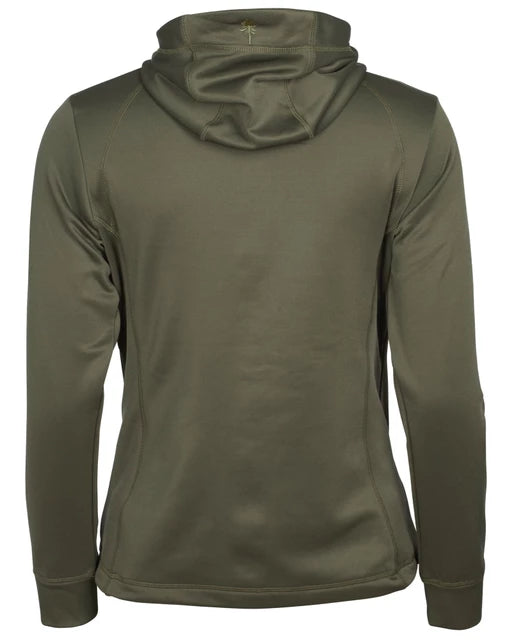 Mörkgrön Finnveden Hoodie Dam i power fleece med justerbar huva och logotyp