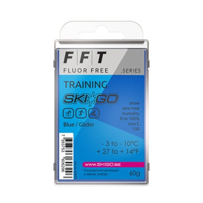 FFT Glider blå glidvalla i metallburk, fluorfritt träningsparaffin för -3 till -10°C