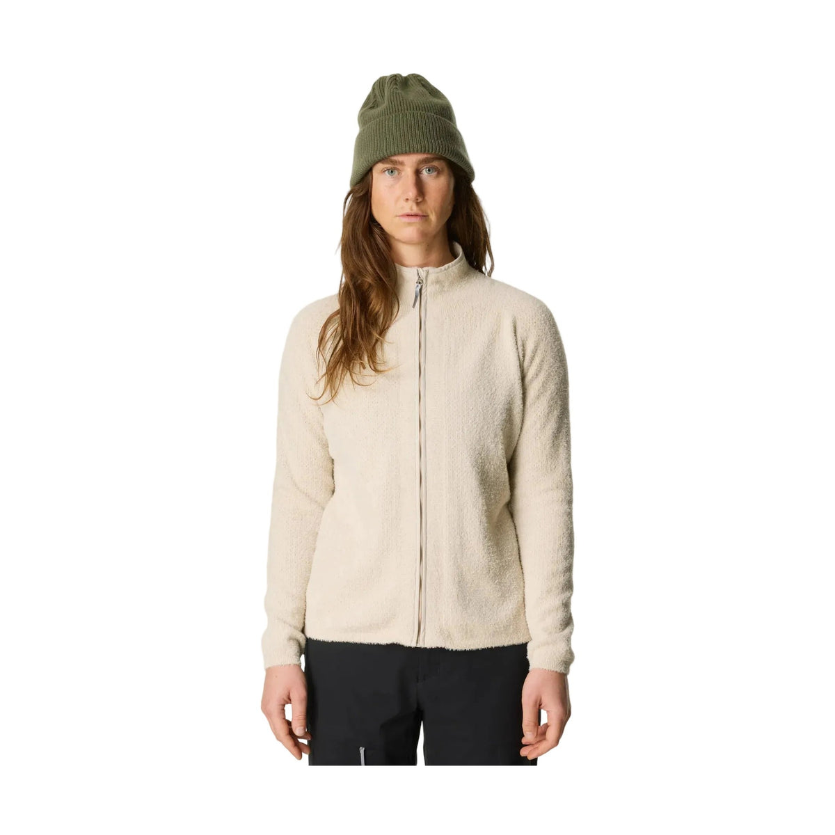 Houdini Lykan fullzip fleecejacka i ljusbeige med hög krage