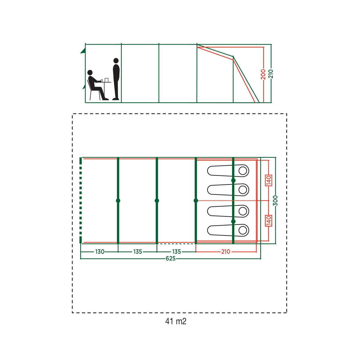 Meadowood 4 Long Tunneltält