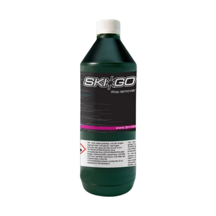 SKIGO Waxremover rengöringsvätska i mörkgrön flaska med vit lock