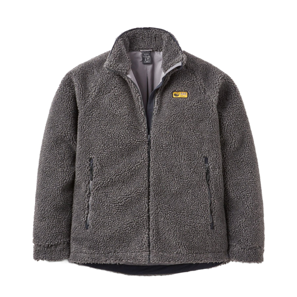 Grå Rab Original Pile fleecejacka med Berber-fleece, full dragkedja och RAB-logga