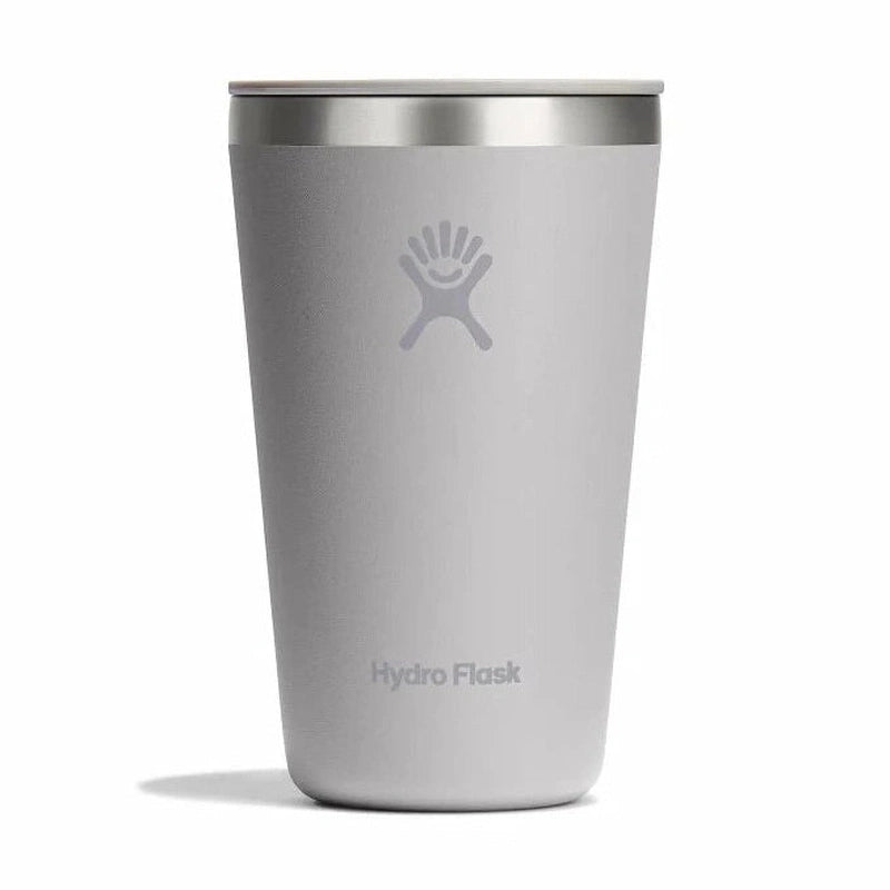 Ljusgrå texturerad Hydro Flask termosmugg med grå logotyp