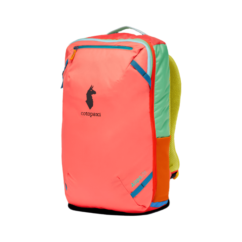 Cotopaxi Allpa Del Día 28L reseryggsäck i coralrosa med mintgrönt och orange detaljer
