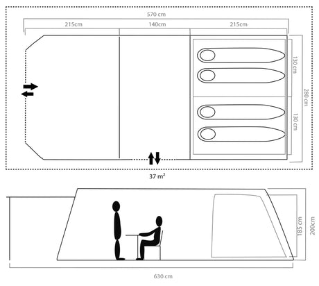 Fastpitch Victoria Falls 4 Campingtält med Blackout Bedroom