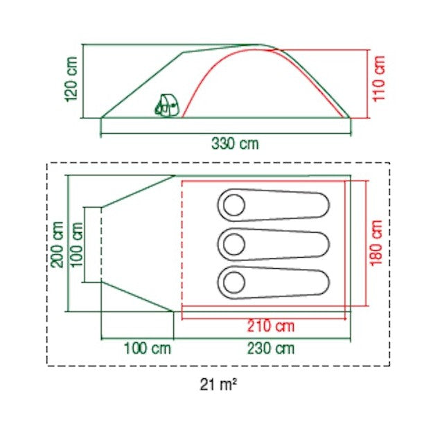 Pingora 3 Kupoltält med Blackout Bedroom