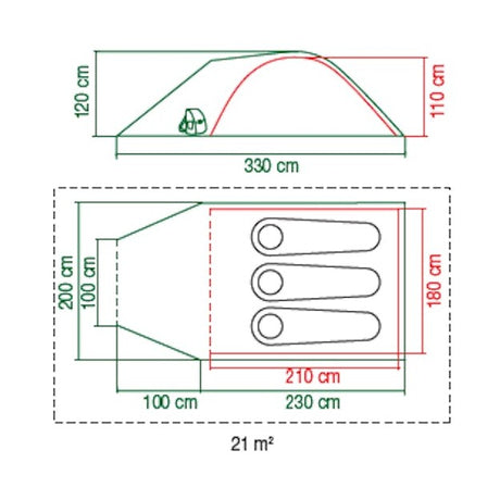 Pingora 3 Kupoltält med Blackout Bedroom