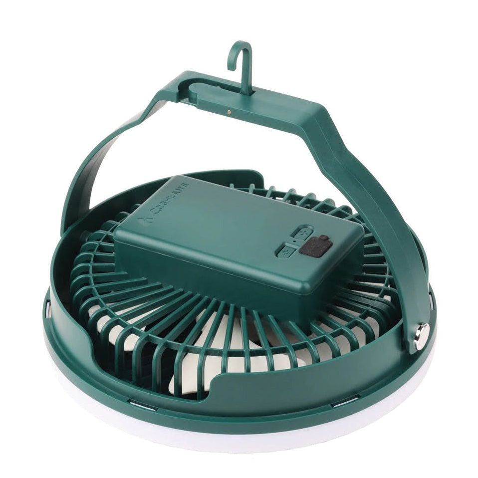 Campingfläkt med ljus