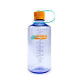 Nalgene 1L vattenflaska klarblå med orange lock och handtag