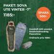 Vinterpaket för utomhussovning: sovsäck, överdrag och fleece liner