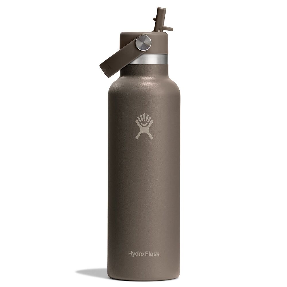 Brunbeige Hydro Flask vattenflaska med integrerat sugrör och matt yta