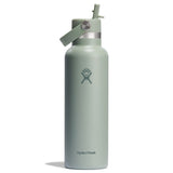 Ljusgrön Hydro Flask vattenflaska med Flex Straw-locke och sidohandtag