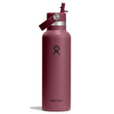 Mörkvinröd Hydro Flask vattenflaska med Flex Straw-locke och sugrör