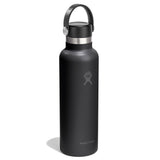 Svart Hydro Flask-termos med mörkt grått lock och remhandtag