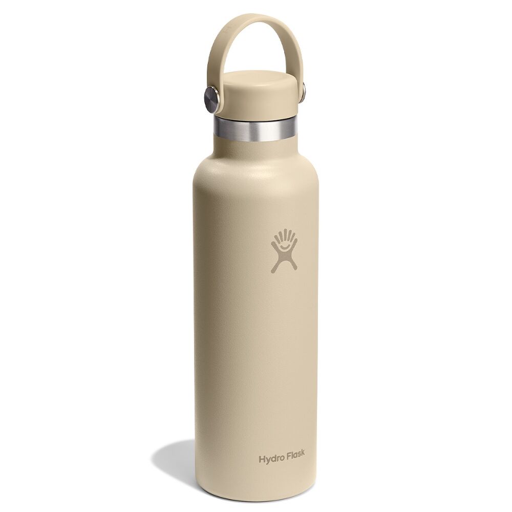 Beige Hydro Flask termos med matchande beige Flex Straw Cap