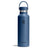 Mörkblå Hydro Flask vattenflaska med blått lock och handtag