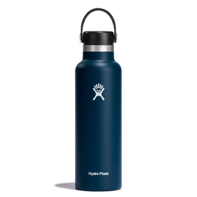 Mörkblå Hydro Flask-termos med svart lock och handtag